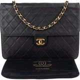 Chanel Quilted Lambskin 24K Gold Single Flap Crossbody Bag