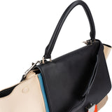 Céline Bicolor Leather Multicolor Striped Cotton Trapeze Handbag
