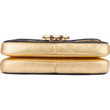 Chanel Quilted Lambskin and Metallic Leather Double Flap Crossbody Bag