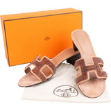 Hermès Pink Leather & Suede Beaded Oasis Sandals (40)