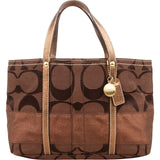 Coach Monogram Signature Stripe Lurex Glam Small Tote Handbag