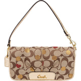 Coach Monogram Signature Metallic Leather Heart Dot Pochette Handbag