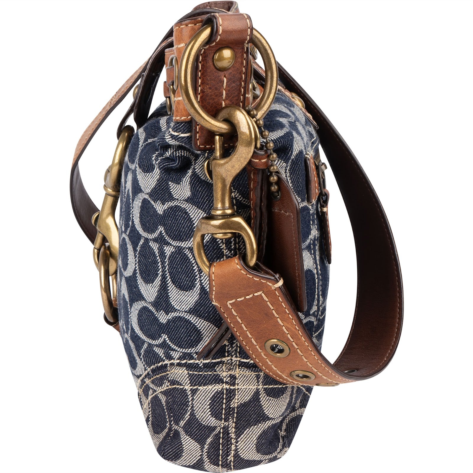 Coach Monogram Pattern Coach Monogram Signature Denim Crossbody Bag – vintageandkickz