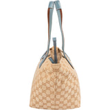 Gucci Monogram GG Canvas Blue Web Stripe Shopper Shoulder Bag