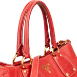 Prada Grained Red Vitello Daino Tote Handbag - vintageandkickz