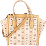 MCM Monogram Striped Visetos Canvas Luggage Tote Handbag