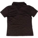 [🔄️B33 / F73] Fendi Brown Zucca Monogram Polo Shirt Top - vintageandkickz