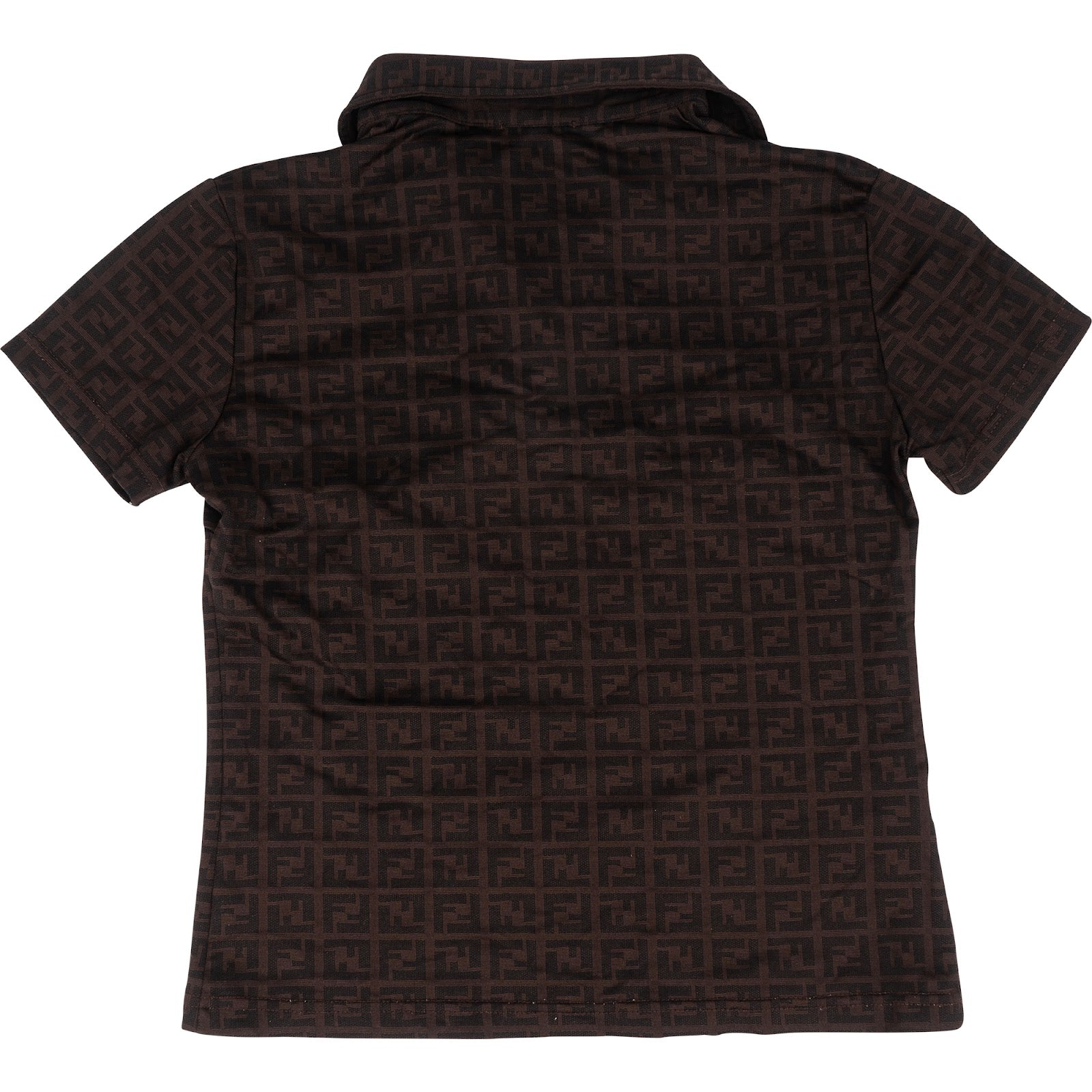 [🔄️B33 / F73] Fendi Brown Zucca Monogram Polo Shirt Top - vintageandkickz