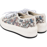 Christian Dior White Multicolor Cotton Embroidered Flowers & Butterfly's Walk'N Platform Sneakers (37)