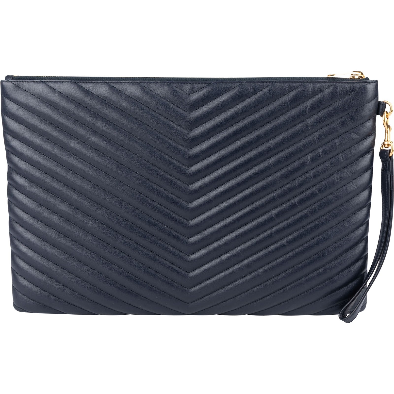 [🔄️B11 / F35] Saint Laurent Quilted Leather Monogram Pouch - vintageandkickz