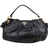 Prada Nappa Leather Gathered Hobo Shoulder Bag