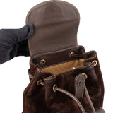 Gucci Brown Suede Small Bamboo Backpack