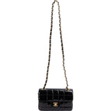 Chanel Patent Leather Chocolate Bar 24K Gold Single Flap Crossbody Bag