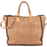 Prada Brown Tones Madras Woven Leather Tote Made In India Handbag