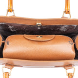 Gucci Brown Pebbled Leather Bamboo Top Handle Tote Handbag