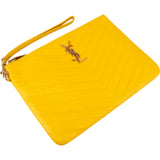 Yves Saint Laurent Yellow Leather Quilted Leather Clutch