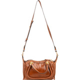 Chloé Brown Shine Calfskin Small Paraty Satchel Handbag