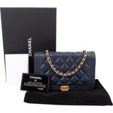 Chanel Quilted Caviar Leather Boy Wallet On Chain Crossbody Bag