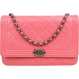 Chanel Quilted Lambskin Boy Wallet On Chain Crossbody Bag