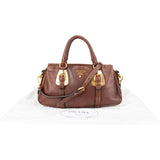 Prada Brown Calfskin Bowler Satchel Handbag
