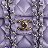 Chanel Quilted Metallic Lambskin Medium Double Flap Crossbody Bag