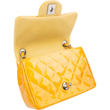 Chanel Quilted Patent Leather Palladium Mini Square Single Flap Crossbody Bag