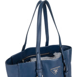 Prada Blue Leather Tote Shoulder Bag