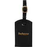 Burberrys Black Pebbled Leather Luggage Tag