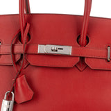 Hermès Rouge Epsom Leather Palladium Birkin 35 Handbag