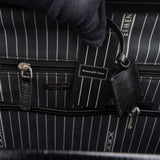 Ermenegildo Zegna Black Pebbled Leather Briefcase Handbag