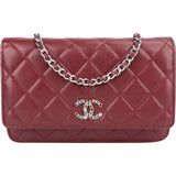 Chanel Wuilted Caviar Leather Jeweled CC Wallet On Chain Crossbody Bag