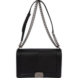 Chanel Chevron Quilted Lambskin Medium Boy Single Flap Crossbody Bag