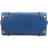 Céline Blue Drummed Calfskin Micro Luggage Handbag
