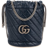 Gucci Matelassé Chevron Leather GG Marmont Mini Bucket Crossbody Bag