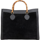 Gucci Suede Top Handle Bamboo Large Tote Handbag