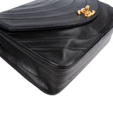 Chanel Quilted Lambskin Chevron Half Moon 24K Gold Single Flap Shoulder Bag