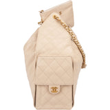Chanel 25 Quilted Caviar Leather CC Maxi Drawstring Shoulder Bag