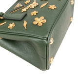 Prada Saffiano Leather Golden Floral Pelletteria Galleria Mini Handbag