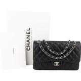 Chanel Quilted Caviar Leather Palladium Double Flap Jumbo Crossbody Bag