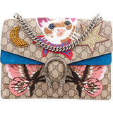 Gucci Monogram GG Supreme Canvas Embroidered Space and Cat làveugle par amour Dionysus Shoulder Bag