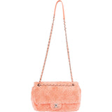 Chanel Pink Terry Cloth Coco Single Flap Shoulder Bag