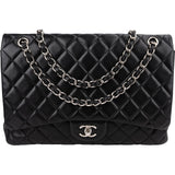 Chanel Quilted Lambskin Palladium Maxi Single Flap Crossbody Bag