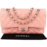 Chanel Quilted Caviar Leather Palladium Medium Double Flap Shoulder Bag