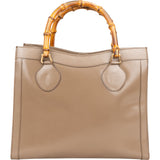 Gucci Smooth Leather Bamboo Tote Handbag