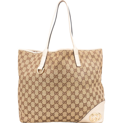 Gucci Monogram GG Canvas New Britt Tote Shoulder Bag