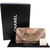 Chanel Suede Leather Chevron Patchwork Single Flap Shoulder Bag