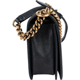 Chanel Quilted Navy Caviar Leather Large Boy Single Flap Crossbody Bag