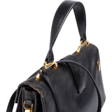 Miu Miu Black Grained Leather Madras Top Handle Handbag
