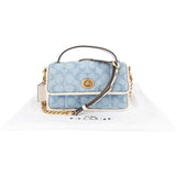Coach Monogram Signature Quilted Cotton Chambray Turnlock 20 Crossbody Handbag
