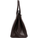 Hermès Brun Boxcalf Leather Palladium Birkin 35 Handbag